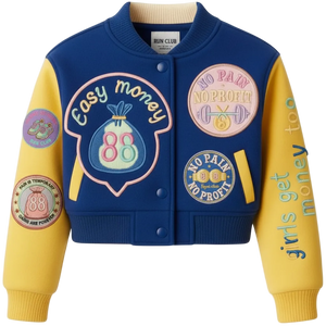 NO PAIN NO PROFIT’s women’s cropped “Easy Money”varsity jacket image 3