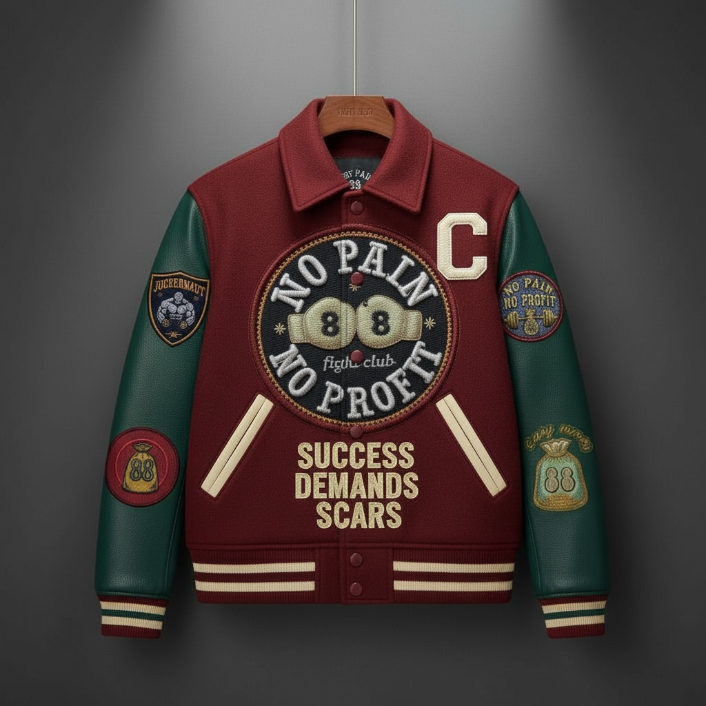 NO PAIN NO PROFIT’s “Fight Club” varsity jacket image 4