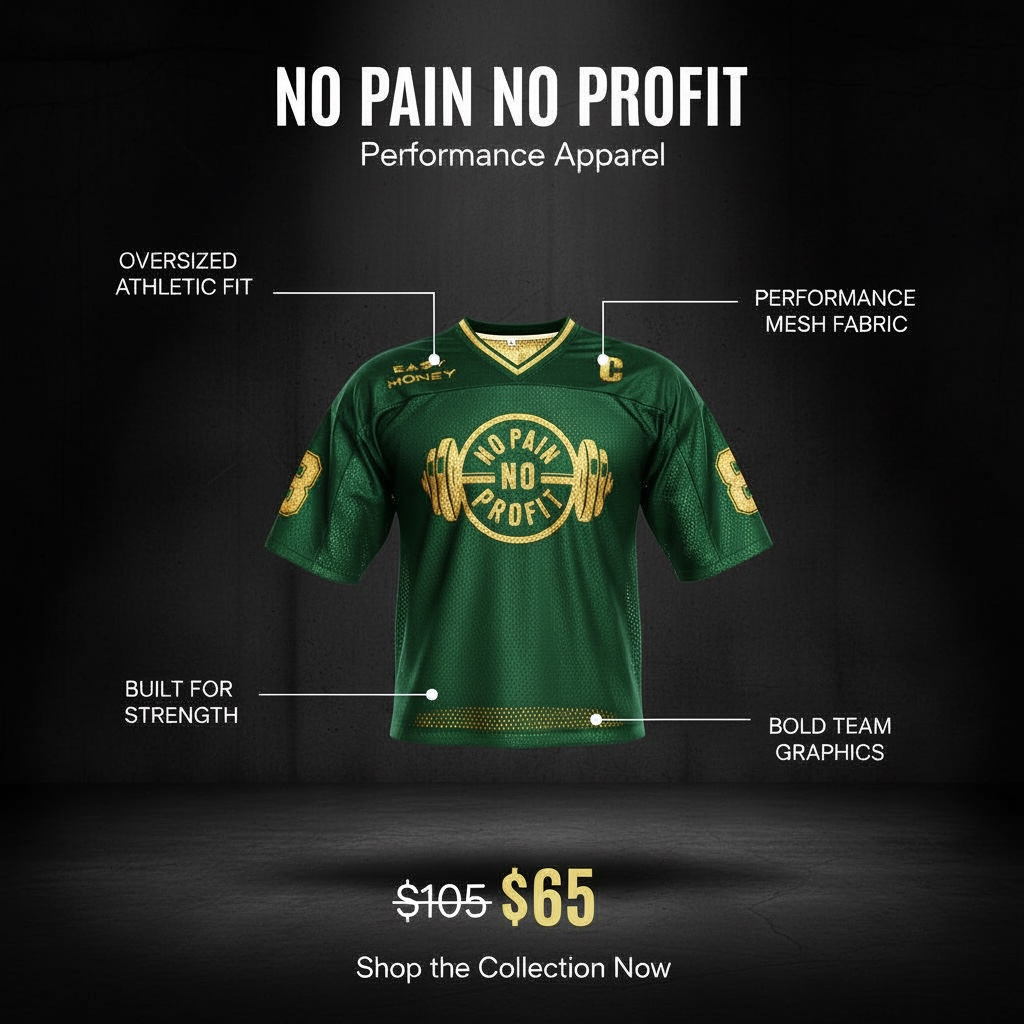 Oversized team NO PAIN NO PROFIT JERSEY image 0