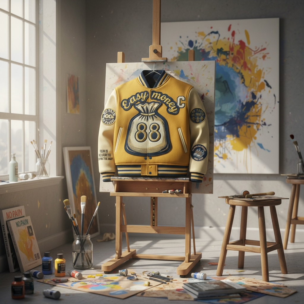 NO PAIN NO PROFIT men's “EASY MONEY” Varsity Jacket