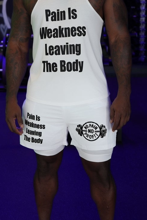 “PAIN IS WEAKNESS” Men’s Brief Lined Shorts