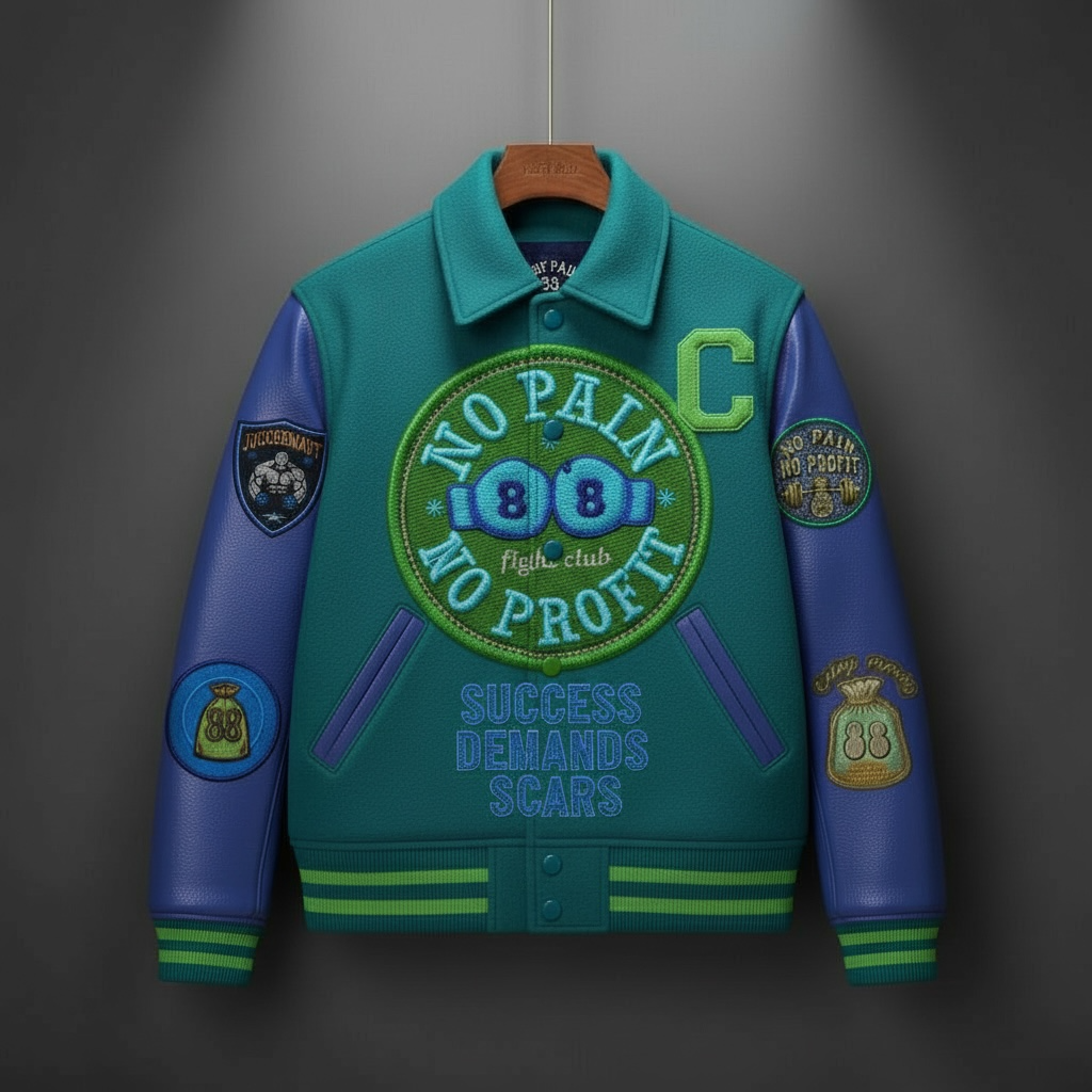 NO PAIN NO PROFIT’s “Fight Club” varsity jacket image 3
