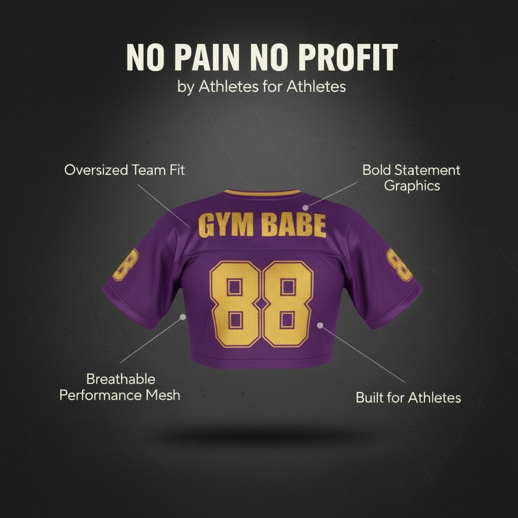 Women’s crop top No Pain No Profit team jersey  image 2