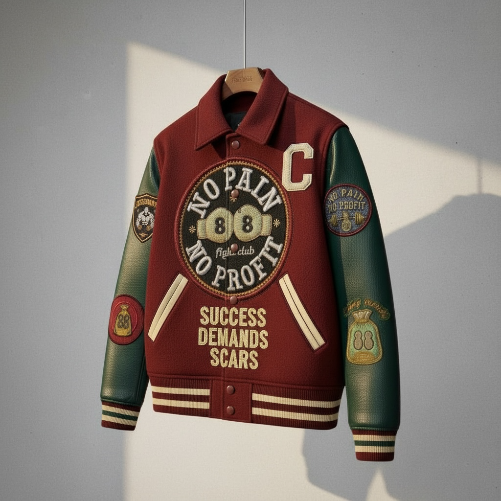NO PAIN NO PROFIT’s “Fight Club” varsity jacket image 6