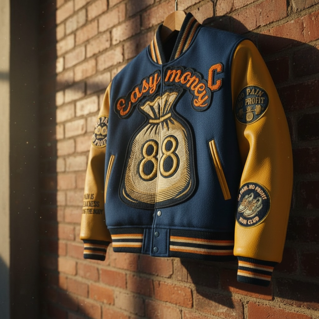 NO PAIN NO PROFIT’s “Easy Money”  Varsity jacket image 2