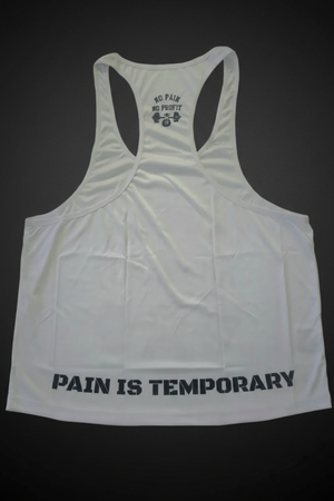 Pain Is Temporary muscle tank on a dark background